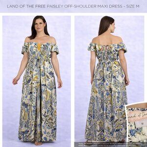 Land of the Free Paisley Off-Shoulder Maxi Dress – Size M
